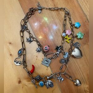 anthropologie layered charm necklace